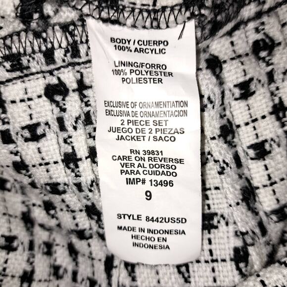 Sequin Hearts BlkWhite 3/4 Bell sleeve Peter Pan Collar front button Blazer 9 - Picture 10 of 11